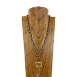 NKY260530-02GD-BLUE           22'' Golden metal chain with blue turquoise stone horse bite pendent Necklace