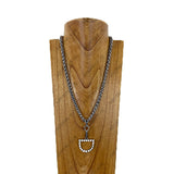 NKY260530-02SL-BLUE             22'' Silver metal chain with blue turquoise stone horse bite pendent Necklace