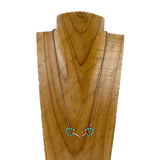 NKY260530-03GD-BLUE            Golden metal chain with blue turquoise stone beads horse bite pendent Necklace