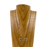 NKY260530-03GD-BLUE            Golden metal chain with blue turquoise stone beads horse bite pendent Necklace