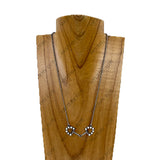 NKY260530-03SL-BLUE              Silver metal chain with blue turquoise stone beads horse bite pendent Necklace