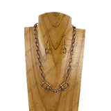 NKY260530-05-COPPER           Copper metal chain with horse bite pendent Necklace set