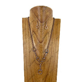 NKY260530-06-SILVER               Silver metal chain with horse bite pendent Necklace set