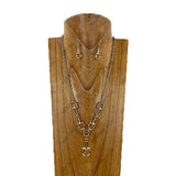 NKY260530-06-SILVER               Silver metal chain with horse bite pendent Necklace set