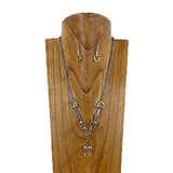 NKY260530-06-SILVER               Silver metal chain with horse bite pendent Necklace set