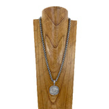 NKY260629-10              21'' silver metal chain with coin shape pendent Necklace
