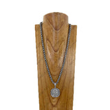 NKY260629-11             21'' silver metal chain with coin shape pendent Necklace