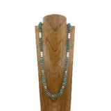 NKY260710-01                40'' Silver Navajo pearl with flat blue turquoise stone beads Necklace