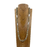 NKY260710-03                 40'' Silver Navajo pearl with flat brown turquoise stone beads Necklace