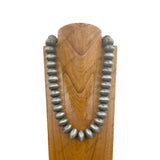 NKZ030524-07                      24 inches 25mm roundel silver Navajo pearl beads Necklace