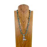 NKZ030524-15                       22 Inches silver Navajo pearl and blue turquoise stone beads with silver metal boot Necklace