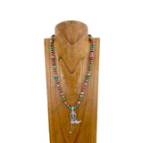 NKZ030524-15                       22 Inches silver Navajo pearl and blue turquoise stone beads with silver metal boot Necklace
