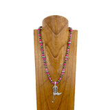 NKZ030524-15                       22 Inches silver Navajo pearl and blue turquoise stone beads with silver metal boot Necklace