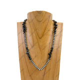 NKZ030524-34                       18 inches silver Navajo pearl with blue turquoise nuggets beads Necklace