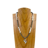 NKZ030524-46                 18 inches silver Navajo pearl and blue turquoise nuggets beads with cactus Necklace