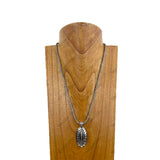 NKZ030524-53                  22 inches silver Navajo pearl beads with metal oval concho Necklace