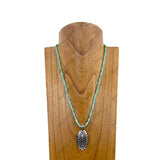 NKZ030524-54                  22 inches blue heishi disc turquoise beads with metal oval concho Necklace