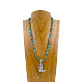 NKZ030524-62            18 Inches green jasper beads with metal boot Necklace