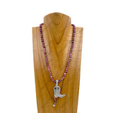 NKZ030524-62            18 Inches green jasper beads with metal boot Necklace
