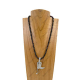 NKZ030524-62            18 Inches green jasper beads with metal boot Necklace