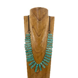 NKZ161218-11                                  36'' brown leather with green jasper bar Necklace