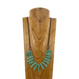 NKZ170705-01                       32''brown leather with green jasper bar Necklace