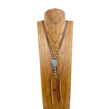 NKZ190525-07                                Brown leather with metal oval Pendent Necklace