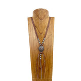 NKZ190525-08                Brown leather with metal oval Pendent Necklace