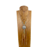 NKZ190525-11                         Light brown leather with silver western Indian head metal Pendent Necklace