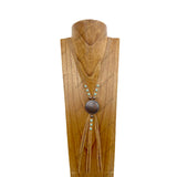 NKZ190525-12                       Light brown leather with copper western Indian head metal Pendent Necklace