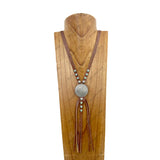 NKZ190525-13                        Brown leather with silver western Indian head metal Pendent Necklace