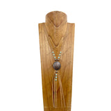 NKZ190525-18                         Light brown leather with copper western cactus metal Pendent Necklace