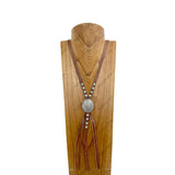 NKZ190525-19                           Brown leather with silver western cactus metal Pendent Necklace