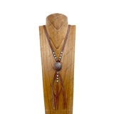 NKZ190525-20                       Brown leather with copper western cactus metal Pendent Necklace