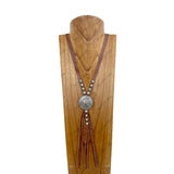 NKZ190525-25                     Brown leather with silver western Eagle metal Pendent Necklace