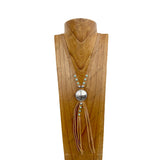 NKZ190825-17                              Light Brown leather with silver western buffalo metal Pendent Necklace