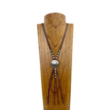 NKZ190825-18                            Brown leather with silver western buffalo metal Pendent Necklace