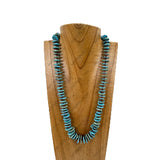 NKZ220905-10-BLUE                  23'' Blue flat turquoise stone nuggets Necklace