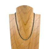 NKZ230825-05                    15'' long 3mm face cut black jasper beads Necklace