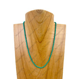 NKZ230825-15         15'' long 3mm face cut green jasper beads Necklace