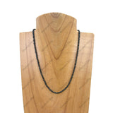 NKZ230825-17         15'' long 3mm face cut black jasper beads Necklace