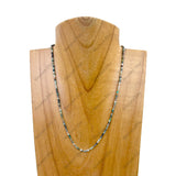 NKZ230825-18         15'' long 3mm face cut black jasper beads Necklace