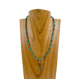 NKS230830-13       16 Inches oyster turquoise beads and long bar Necklace