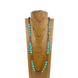 NKZ230930-09                40 inches green turquoise stone with copper Navajo pearl beads Necklace