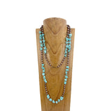 NKZ230930-11                60 inches blue turquoise stone with copper Navajo pearl beads Necklace