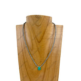 NKZ230930-12                   16 inches 4mm silver Navajo pearl beads with blue turquoise teardrop Necklace