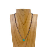 NKZ230930-13                   16 inches 4mm copper Navajo pearl beads with blue turquoise teardrop Necklace