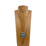NKZ230930-32              26 Inches copper metal chain with copper oval and blue turquoise stone Necklace