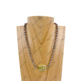 NKZ230930-56                  16 Inches copper Navajo pearl beads with yellow jasper stone Necklace