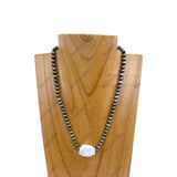 NKZ230930-57                  16 Inches silver Navajo pearl beads with white jasper stone Necklace